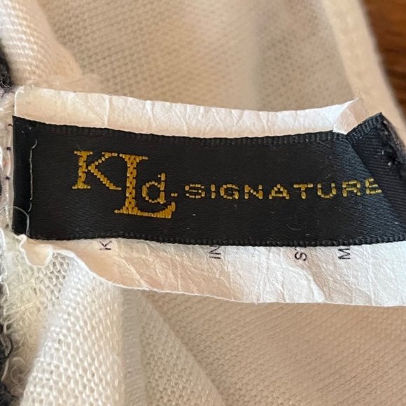 KLD Signature Sleeveless Waterfall Cardigan Cover Up Gray White Lt Blue Sz M - Picture 10 of 12